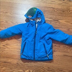 Mini Boden Blue Dinosaur Hooded Jacket
